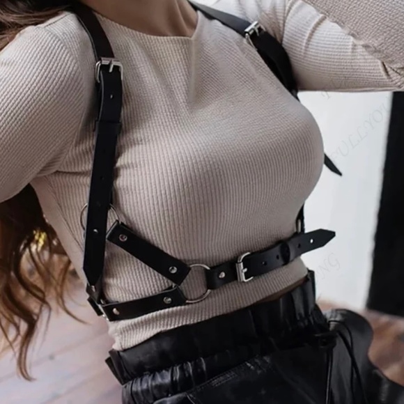 Unlisted Accessories - Fashion Black Leather Harness Belt